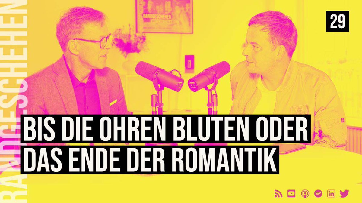 Folge 29 - Bis die Ohren bluten ODER das Ende der Romantik. #Podcast #Move35

YouTube: youtube.com/watch?v=fUfpDv…
Spotify: open.spotify.com/episode/3csiTJ…
Apple Podcast: podcasts.apple.com/de/podcast/ran…
Web: randgeschehen.de