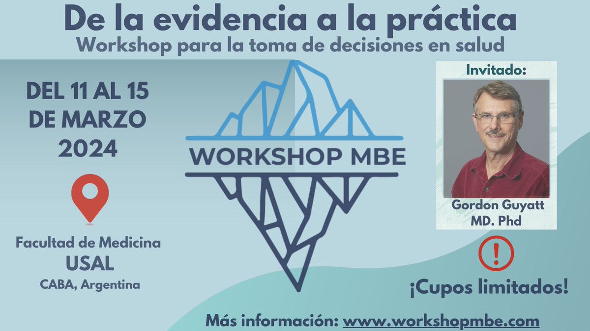 IzcovichA's tweet photo. Oportunidad única para aquellos interesados en aprender o mejorar sus habilidades para la toma de decisiones basadas en evidencia en el ámbito de la salud!

Invitamos a todos los interesados a preinscribirse en https://t.co/zz2BUkTzQC
@GuyattGH @GRADE_WG https://t.co/e5mvXTista