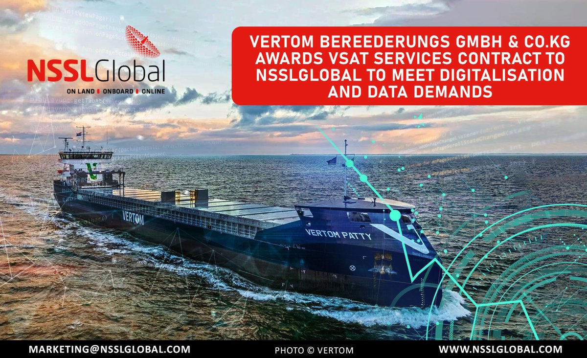 We are excited to partner with @VertomBE and support the company in its increased move to #digitalisation. Our #VSAT IP@SEA service, on-board IT package, and SMART@SEA platform will help vessels navigate data demands, boost operational resilience, and support #sustainability.