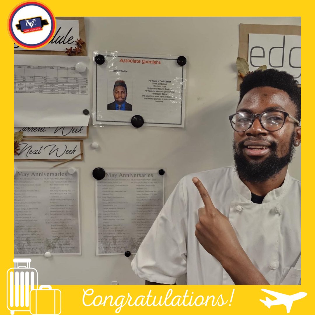 OVC_SA's tweet photo. Do you want to be like David? 
Being employee of the month in America?😉 

#hospitalityindustry #hospitalityinternship #culinarystudent #hospitalityinternships https://t.co/fYskeExaZx