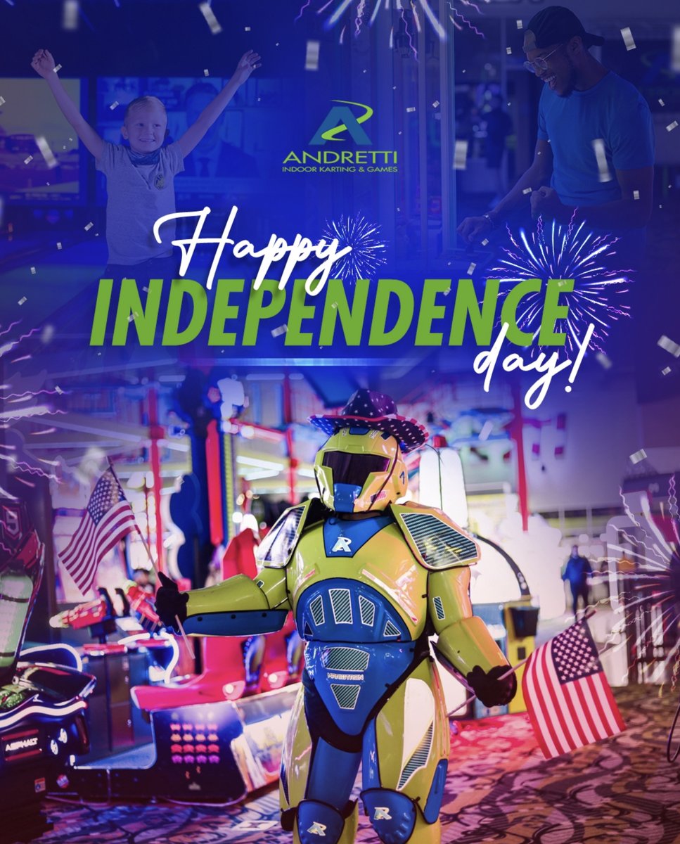 Happy Independence Day! Come celebrate July 4th and beat the heat at Andretti, Today! #Family Fun #IndependenceDay #July4 #OrlandoAttractions #ThingstodoinOrlando #IDrive #407