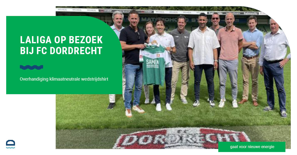 Op 27 juni verwelkomde <a href="/fcdordrechtnl/">FC Dordrecht</a> een delegatie van het Spaanse betaald voetbal, LaLiga. Het doel was om kennis te delen over het verwezenlijken van een klimaatneutrale wedstrijd, een primeur in het Nederlandse betaald voetbal. Het artikel lezen?▶️ ap.lc/3Hun8