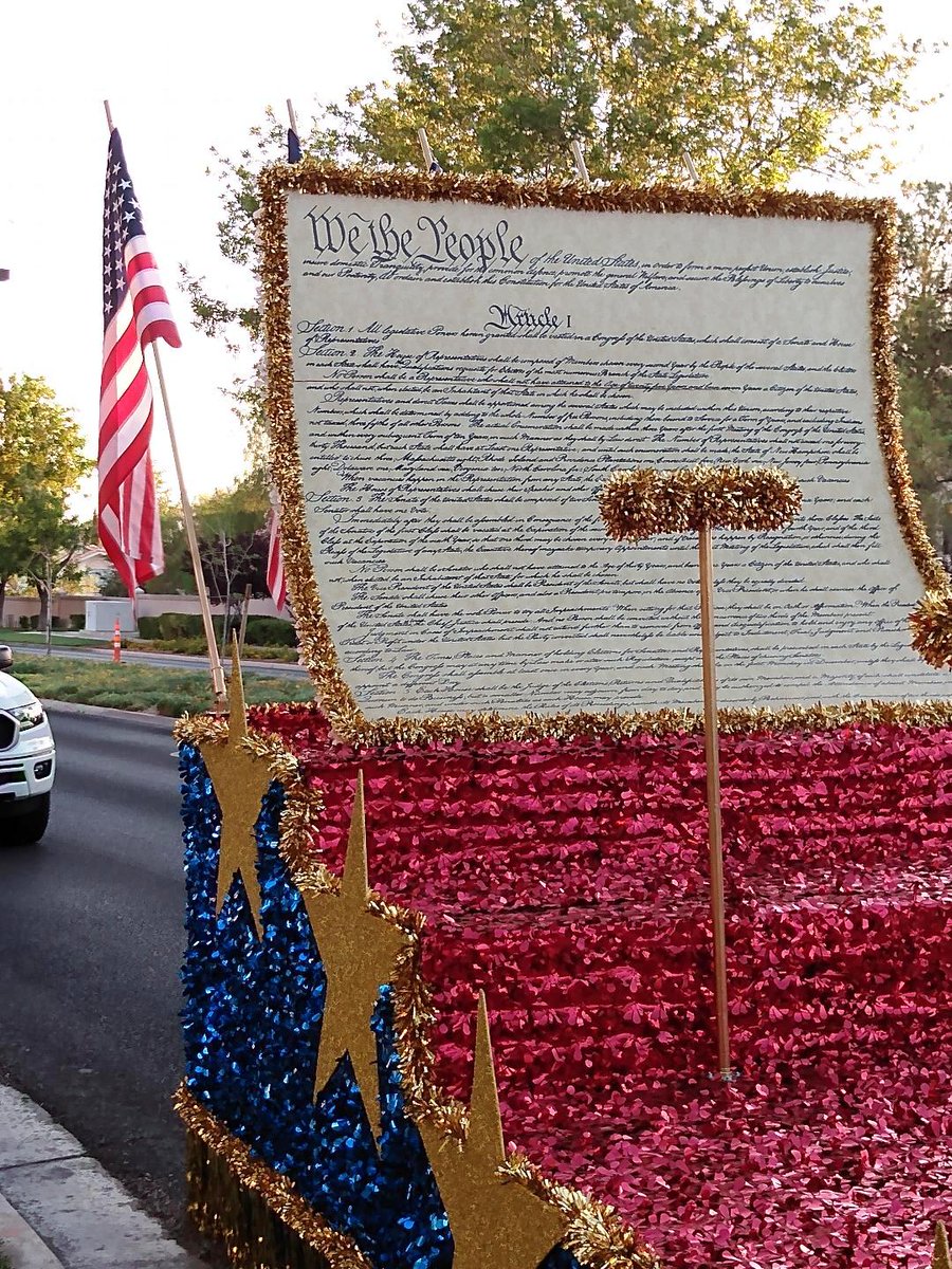 ElissaShakal's tweet photo. The #4thofJuly #parade setting up during our early morning #walk.  #TheConstitution #WeThePeople #patriotic #Summerlinlv #LasVegas https://t.co/VqtFdiOIxI