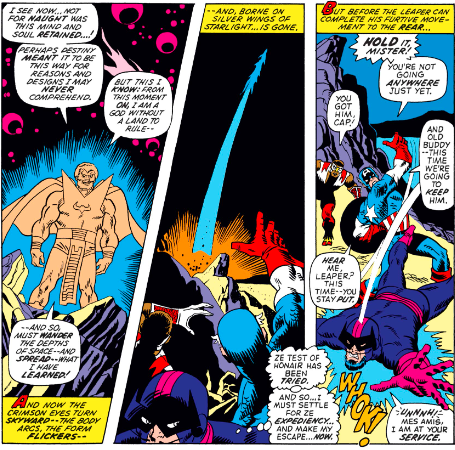 MarvelADay's tweet photo. #MarvelADay #Cap150 As Jakar takes his leave, Batroc attempts to sneak away. Not on Cap's watch! WHOK! - VA https://t.co/SwN6mylVnY