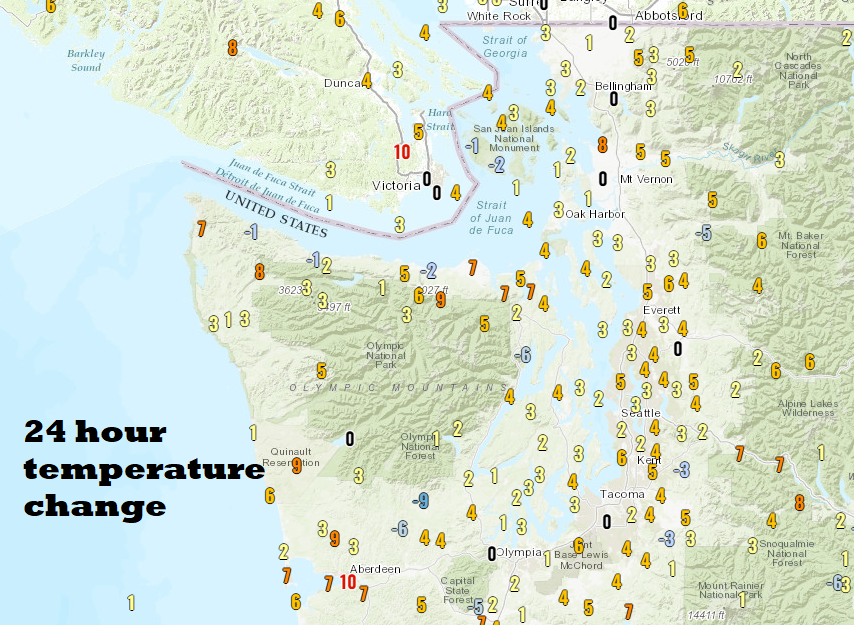 NWS Seattle on Twitter "It's warmer this hour just about everywhere