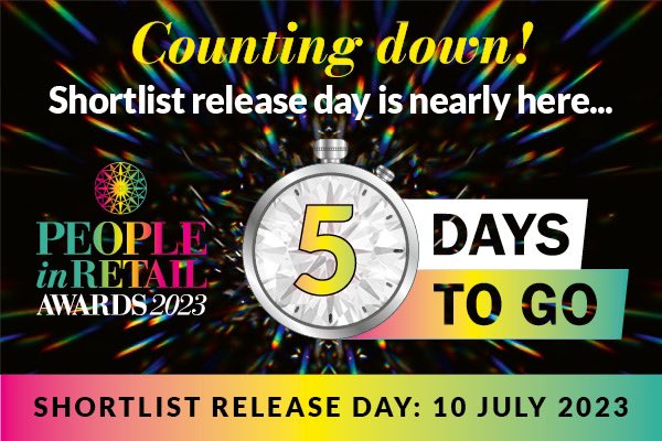 Only 5 Days until we announce the People in Retail Awards 2023 shortlist next Monday - We can't wait! #PiRA23 #PeopleinRetailAwards 💛🎉

🔗 peopleinretailawards.com