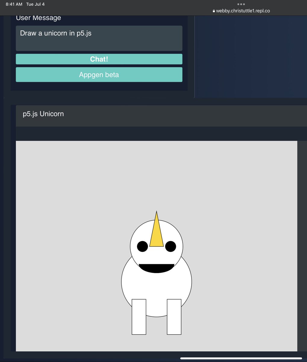 ramsus's tweet image. Webby’s attempt, first try. Webby uses gpt 3.5