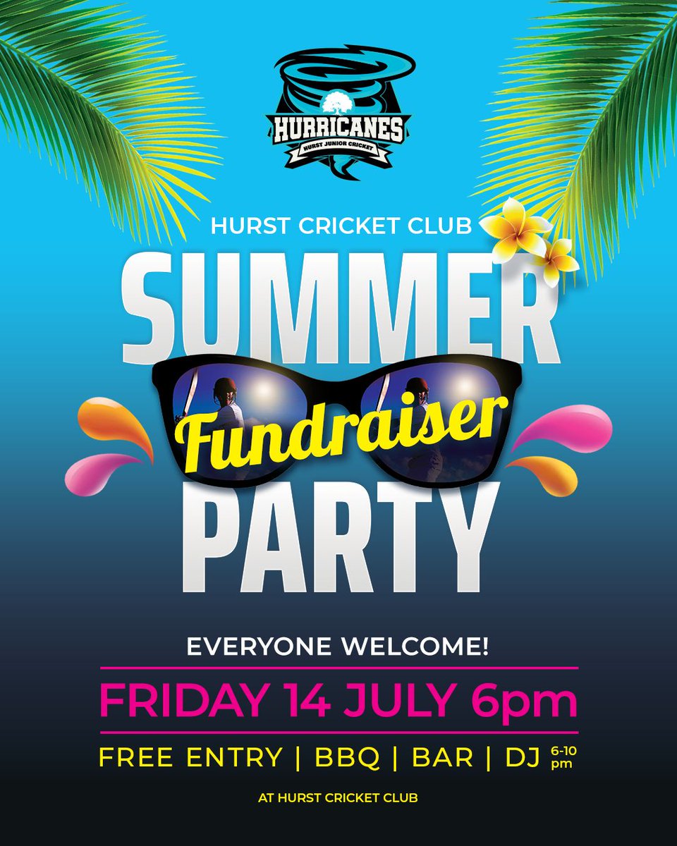 Hurst Cricket Club invites you to enjoy a night of fundraising.
Free entry with all the usual BBQ and bar, plus a DJ set from <a href="/TVDiscos/">Thames Valley Discos</a>  6-10pm. Everyone welcome.
