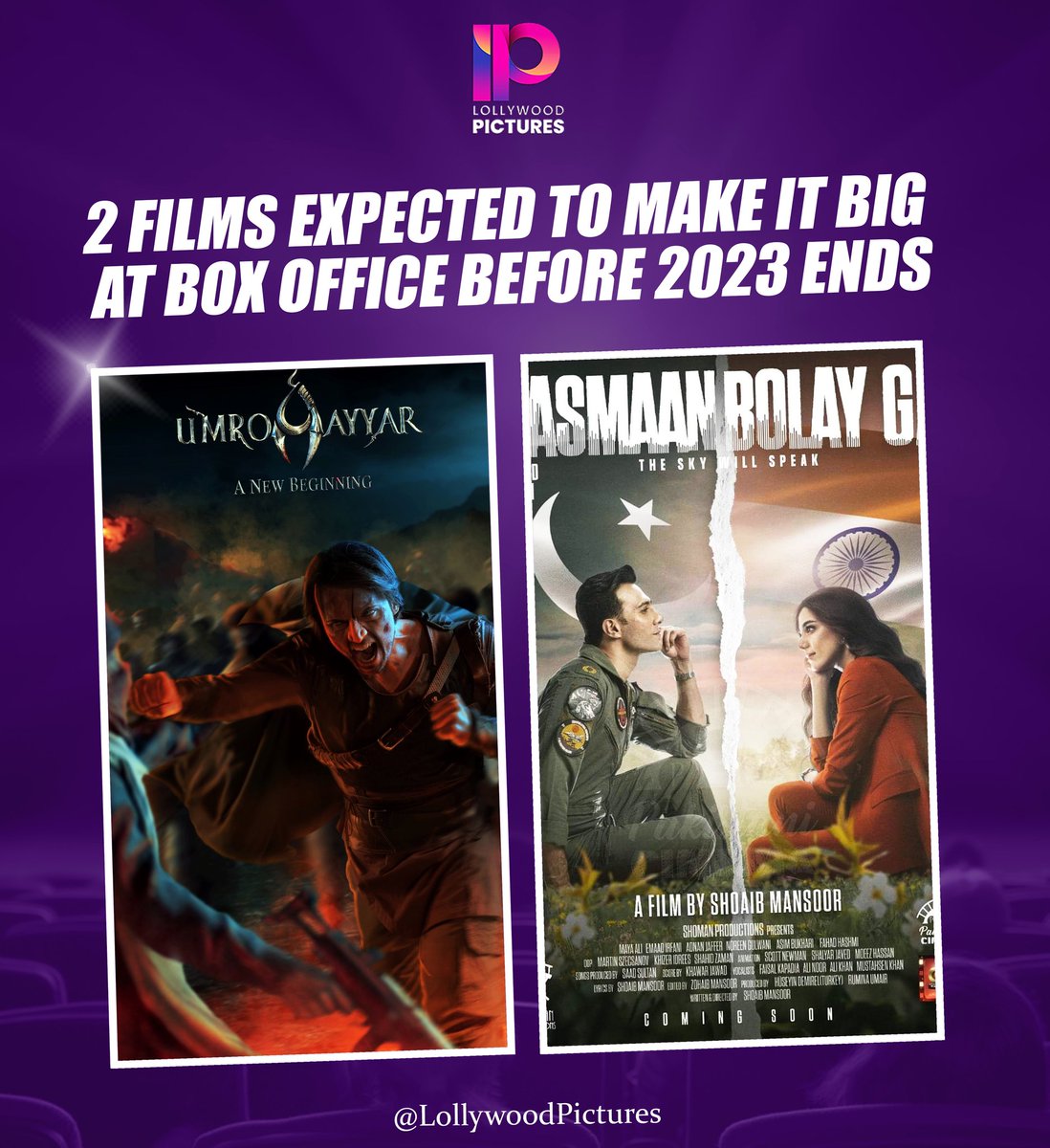 After a very dull first 6 months at the box office, we are hopeful for a better end to this year 2023 with two mega movies, Aasmaan Bolay Ga and UmroAyyar all set to release later this year. 

#UmroAyyarANewBeginning #AasmaanBolayGa #UsmanMukhtar #EmmadIrfani #lollywoodPictures
