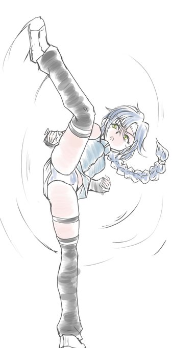 模写がてら #うちの子 莉央のハイキック 