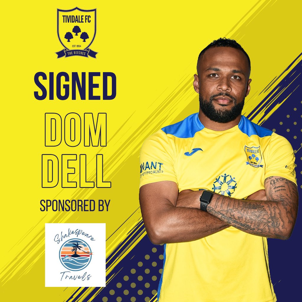 TiviFCofficial's tweet photo. Dell Arrives ✍🏻
@TiviFCofficial are delighted to announce the signing of @dom9dell
Dom is a proven goal scorer at this level and will add both quality and experience to the squad!
We would also like to thank Shakespeare Travels for his sponsorship!
#DD9 #Goals #BigSigning https://t.co/IxtyD2XT4B