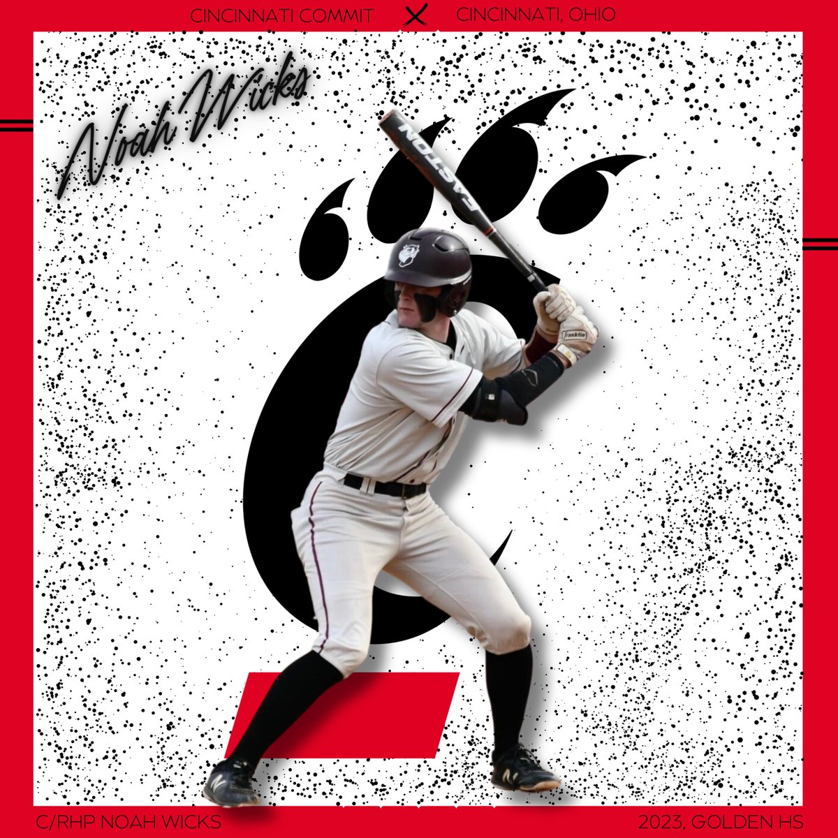 🚨𝐂𝐎𝐌𝐌𝐈𝐓𝐌𝐄𝐍𝐓 𝐀𝐋𝐄𝐑𝐓🚨

'23 C/RHP Noah Wicks (Golden HS) has announced his commitment to the University of Cincinnati.

Wicks is the 2nd-ranked catcher in Colorado's 2023 class and has also impressed on the mound.

<a href="/Nwicks18/">Noah Wicks</a> || <a href="/GoBearcatsBASE/">Cincinnati Baseball</a>