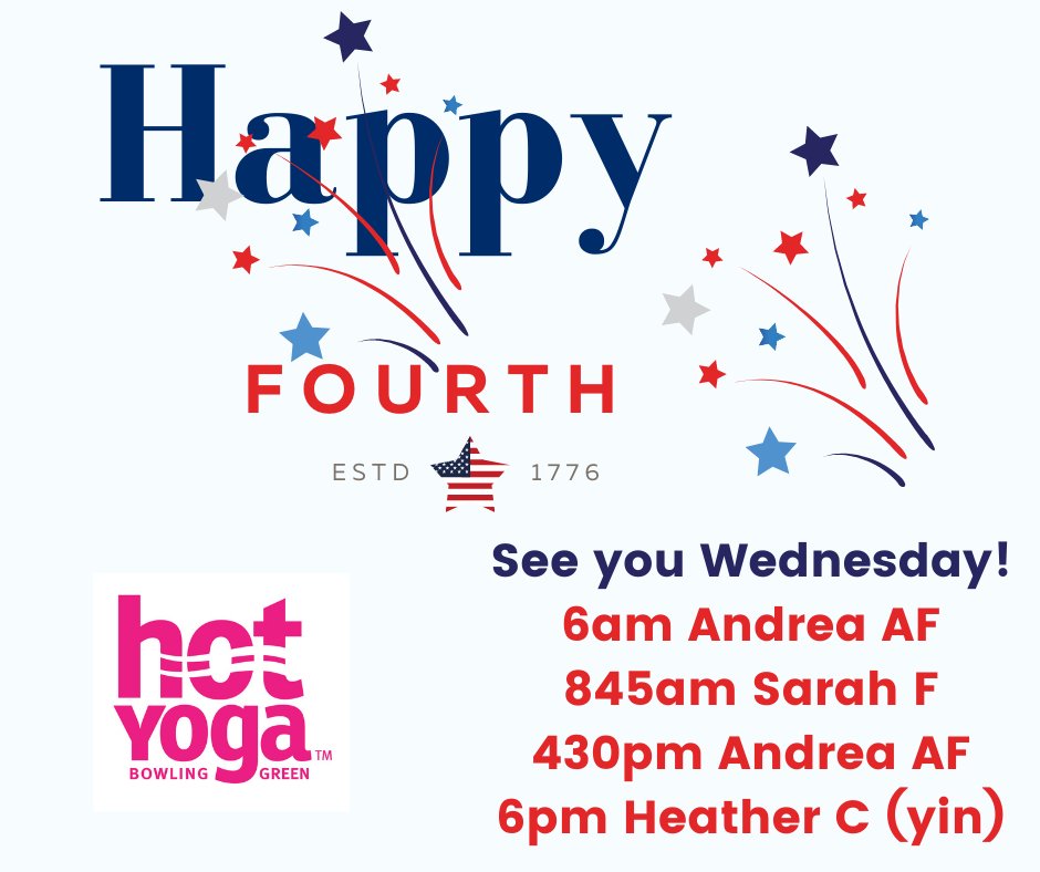 #hotyoga #4thofjuly #july4th #holiday #move #breathe #focus #meetusonthemat #findmomovement