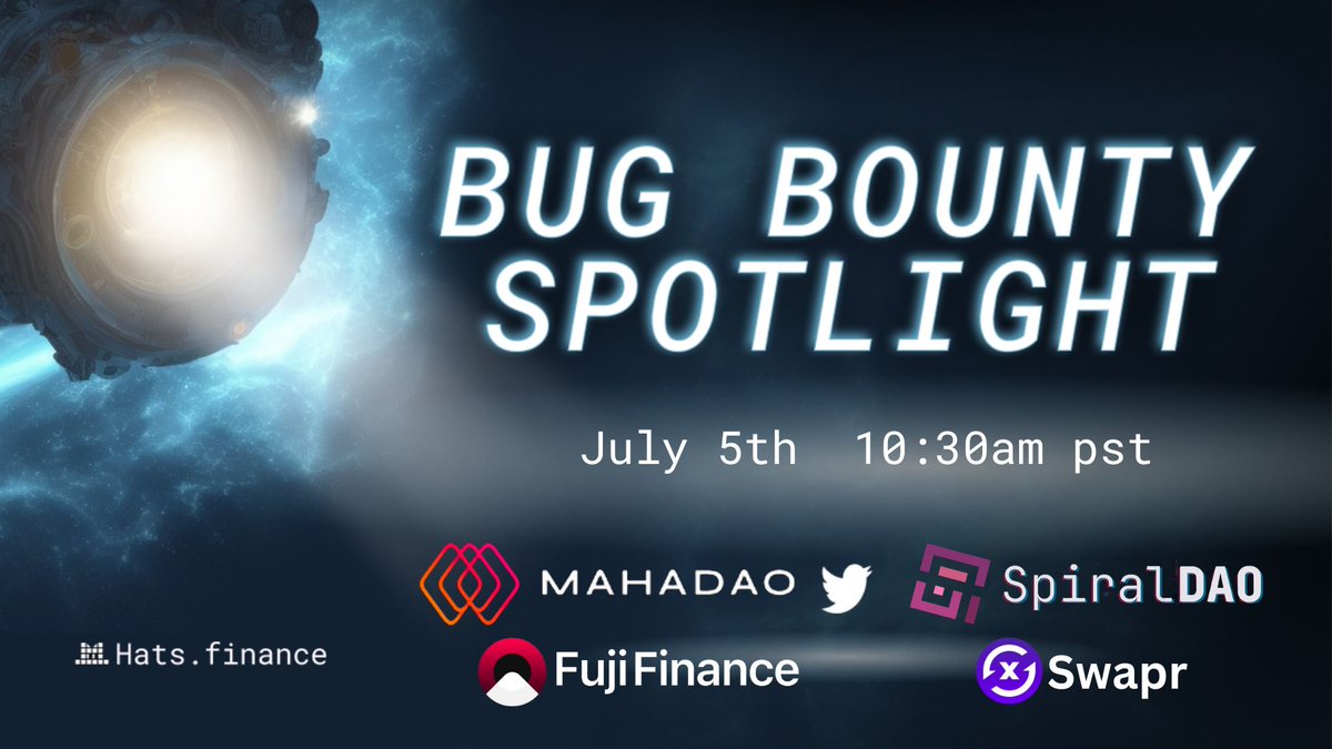 Are you ready for tomorrow? 👀 Get excited for an unforgettable AMA with @FujiFinance, @Spiral_DAO, @SwaprEth and now added @TheMahaDAO 🥳 🎩 Talk security with us 🎩 Learn about upcoming bug bounties and collaborations 🎩 Alpha sneak peak and more⬇️ twitter.com/i/spaces/1BdGY…