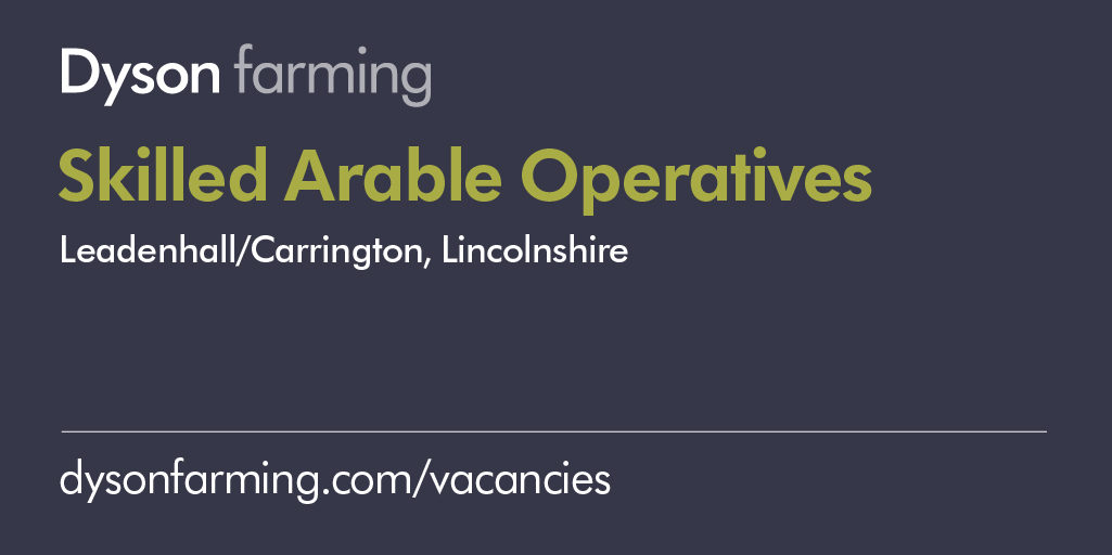 We're seeking Skilled Arable Operatives to join our Leadenhall Farm, near Holbeach, and Carrington Farm teams. The ideal person will be experienced with modern agricultural machinery.

Find out more at dysonfarming.com/vacancies.

#agriculturejobs #Lincolnshirejobs