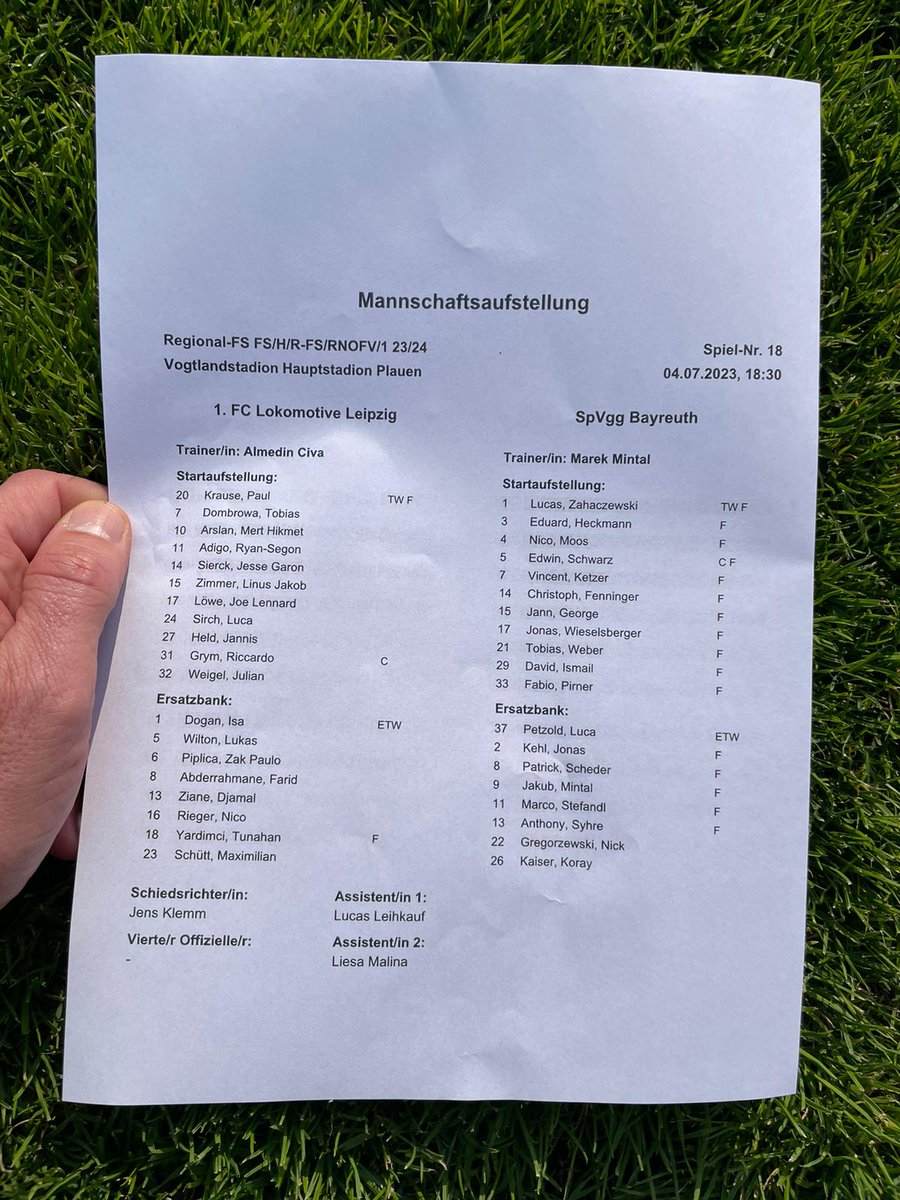 1fclokleipzig's tweet photo. Herzlich willkommen zum Testspiel gegen die @spvggbayreuth aus Plauen.
Um 18:30 Uhr geht es los! Hier sind schon mal die Aufstellungen.
00’ ⏱ | 0:0
#BAYLOK #fußballpur #lokleipzig https://t.co/yVuFu3kRcN