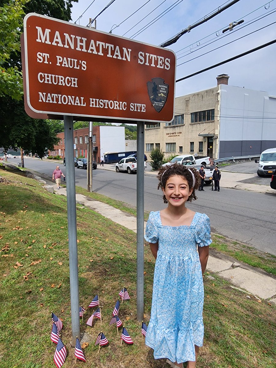 NandTBeale's tweet photo. So proud of Miss Allison for leading the Pledge of Allegiance at the 138th Annual Reading of the Declaration of Independence at the historic St Paul Church. https://t.co/7tp2khsQQa