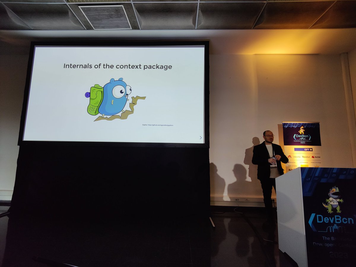 jespinog's tweet image. Amazing talk about the golang context package from @damiano_dev at #devBcn23. It is always hard to share code and internals in an approachable way, but Damiano make it look easy and clear. Sadly there is no recording of the talk.