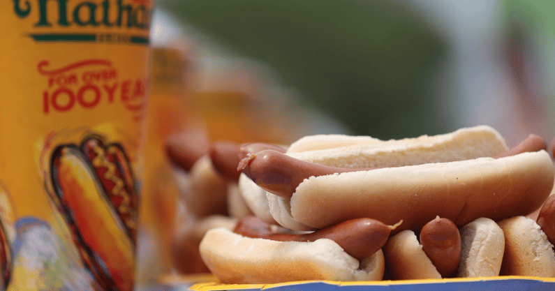 5GOATs_'s tweet photo. The 2023 Nathan's Hot Dog Eating Contest is currently under a lightning delay ⚡️

Joey Chestnut will have to wait a little longer to attempt his 16th title. 🌭

https://t.co/aSlktwRVzu https://t.co/FVmWAKX0Wq