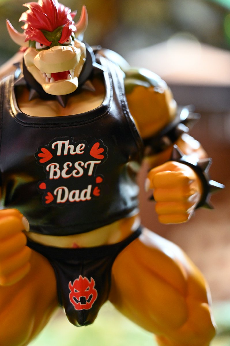 Shibadon_Co's tweet photo. We decide that the tanktop should be applied as an extra freebie for our customers who are interested in our King Bowser Koopapa. 
He does look really good while wearing the tanktop and men's thongs at the same time, doesn't he😈

will be released on Mon 31st of July https://t.co/9pAyZdRa88