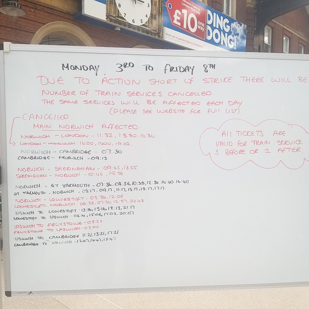 AngelikPapadaki's tweet image. At beautiful Norwich, ready for @bsg2023 to start tomorrow. There will be some train cancellations and the photo from Norwich train station might help others to plan