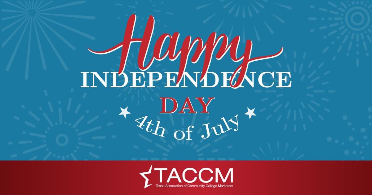 TACCMarketers's tweet photo. Wishing our amazing community a day filled with joy, laughter, and a whole lot of red, white and blue! 🇺🇸 Happy 4th of July! https://t.co/iAaxN3mVTj