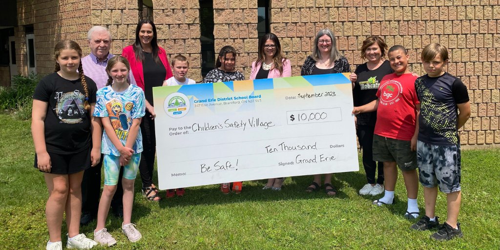 Last week, Grand Erie delivered a $10,000 donation to @SafetyVillage_B in support of practical safety education. At the Safety Village, students discover personal safety strategies and how to respond to dangerous situations. Learn more here: buff.ly/3NGQGPg