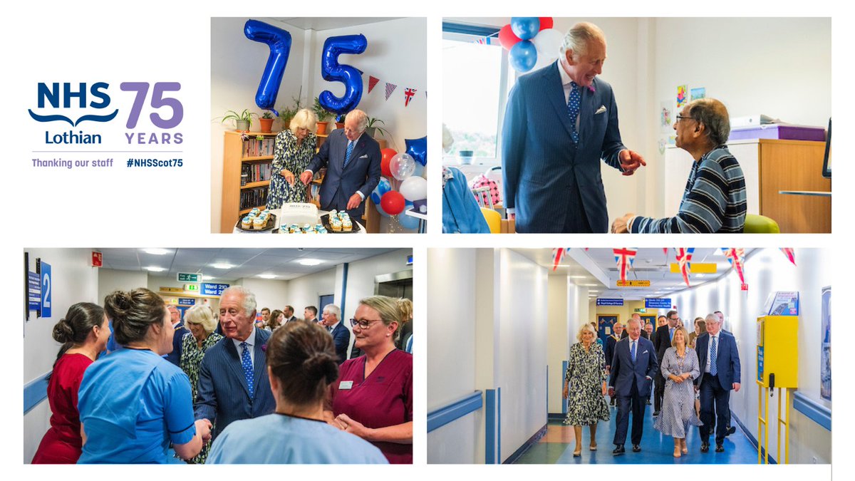 Ahead of the 75th anniversary of the NHS, we welcomed @RoyalFamily Their Majesties The King and Queen to the Royal Infirmary where they met staff from our Maternity services and staff and patients from our Medicine of the Elderly Services: ow.ly/Kaqo50P3qTA #NHSScot75