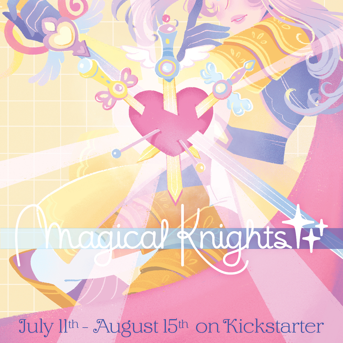 DamesZine's tweet image. Our Kickstarter for Magical Knights is exactly in one week! ✨
Save the date to order our book, as well as exclusive merch! 

And have a sneak peek at the cover, illustrated by @Aadorah 💜
