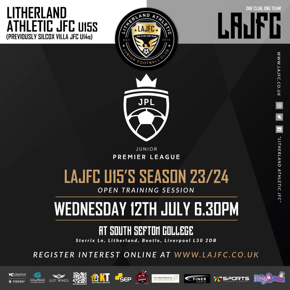 Looking to play in the <a href="/jpluk/">jpluuuk</a> for our new U15s team next season? 

Then register your interest online at lajfc.co.uk/index.php/2023… 

* FA Qualified Coaches
* Travel / Mini Bus for away games
* Home training facilities &amp; ground
* Fitness Sessions