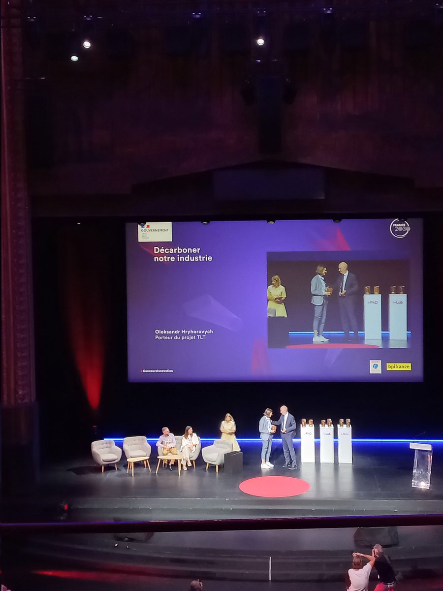 sup_recherche's tweet image. [🔴LIVE]
Remise des prix « Décarboner notre industrie » par le ministre délégué @RolandLescure @DGEntreprises

🏆Lauréat #iPhd (Grand Prix) : Oleksandr Hryhorovych, porteur du projet « TLT »

🏆Lauréat #iLab (Grand Prix) : Marc Antonini, porteur du projet « PearCode »