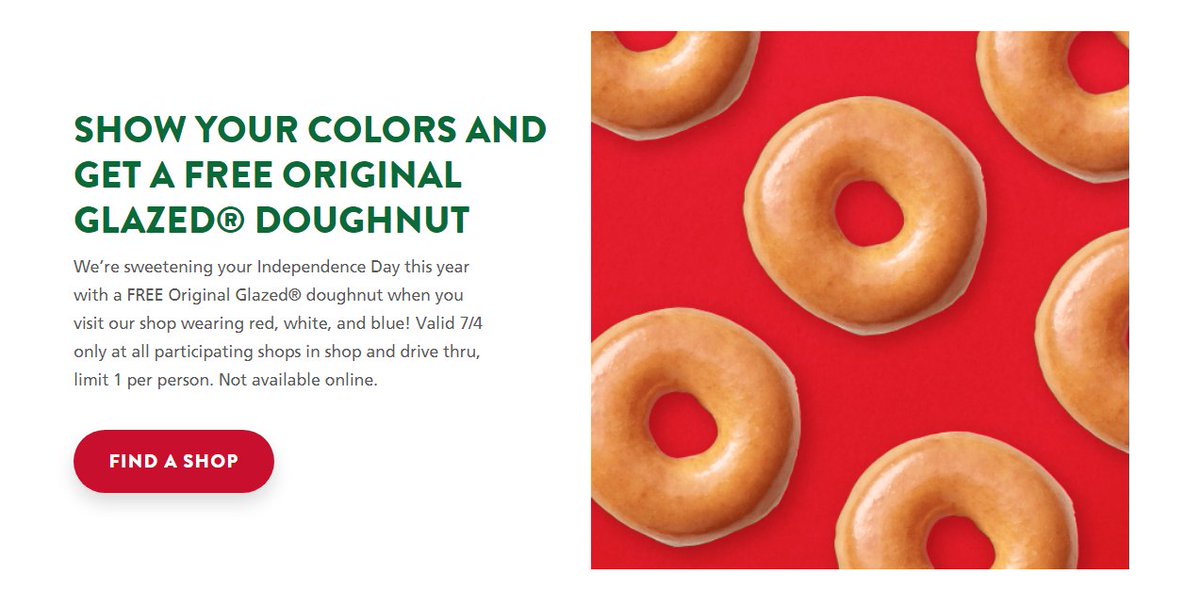 RT @Wario64: Free Krispy Kreme original glazed doughnut today for wearing red white and blue https://t.co/E1iGnytp2i https://t.co/CY48CDyVww