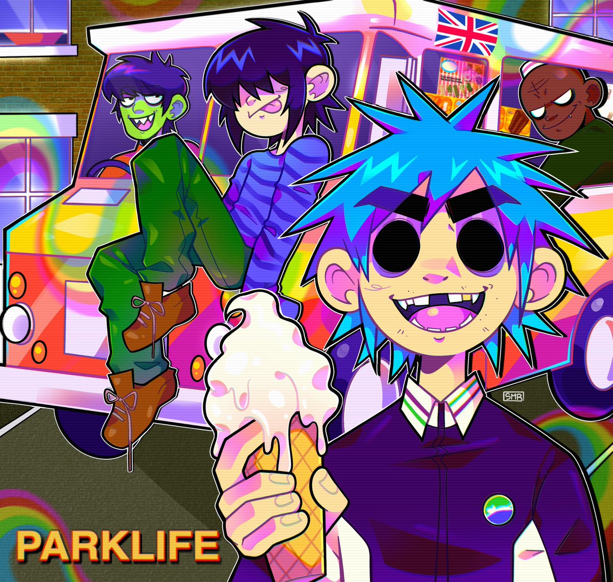 Gorillaz but make it blur parklife!! [#blur #gorillaz #fanart #digitalart]