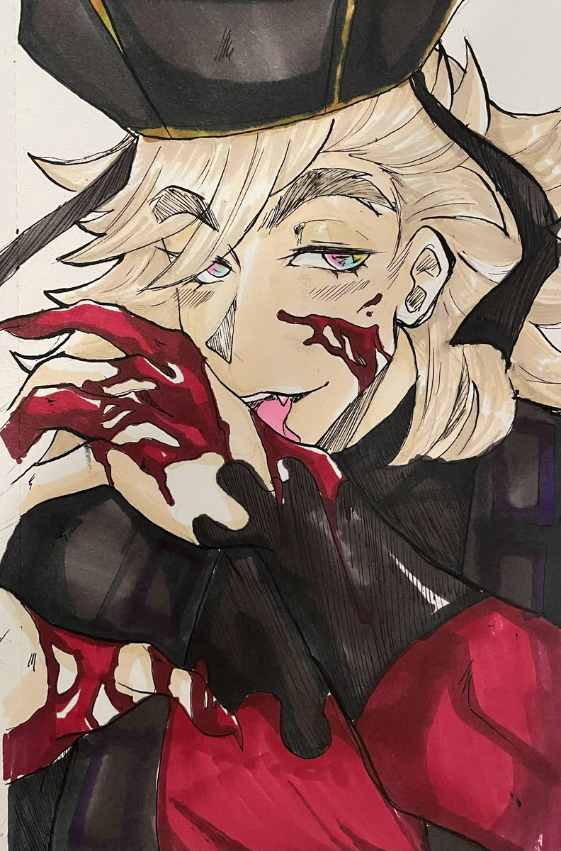 DeetsDevil's tweet photo. I got a new inking pen!! But I liked it’s a little more before I colored it https://t.co/DVkFXnEfVj