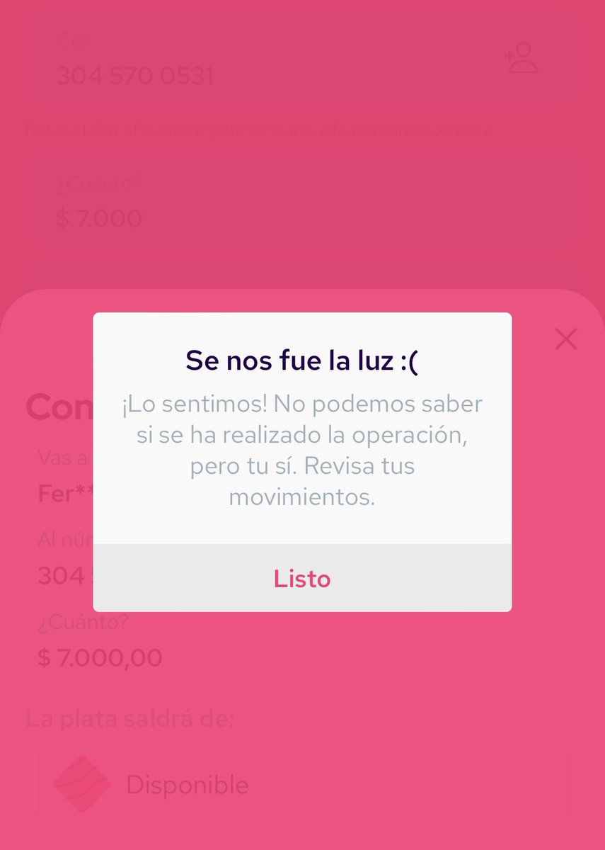 LucasDLaRosa's tweet photo. ¿Cómo así que se fue la luz en Nequi? https://t.co/HByKuee92r