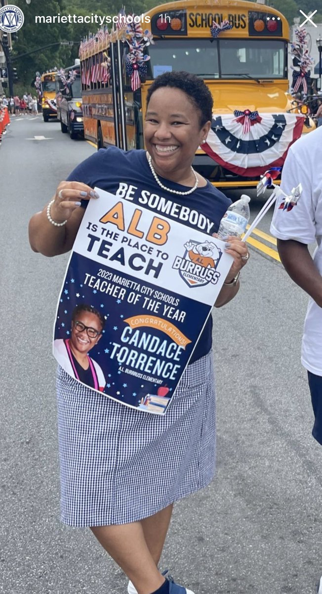 CandaceTorrence's tweet photo. Felt all the love today as I had the honor to walk in the 4th of July parade to represent @MariettaCitySch  @alburruss
So grateful for the opportunity. #bigfeels https://t.co/6X9Qntx5W2