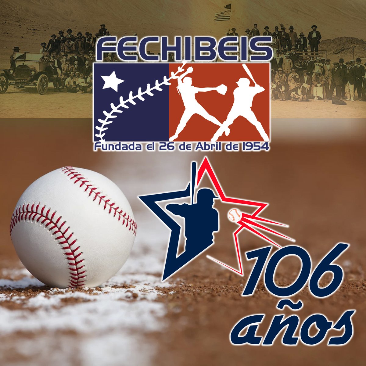 Hoy conmemoramos el primer registro de un juego de Béisbol en Chile....Tocopilla, 1917. Por eso, hoy, a 106 años de dicho encuentro, conmemoramos ad portas de la competencia más importante de la historia de nuestro deporte en Chile, los Juegos Panamericanos De Santiago 2023.