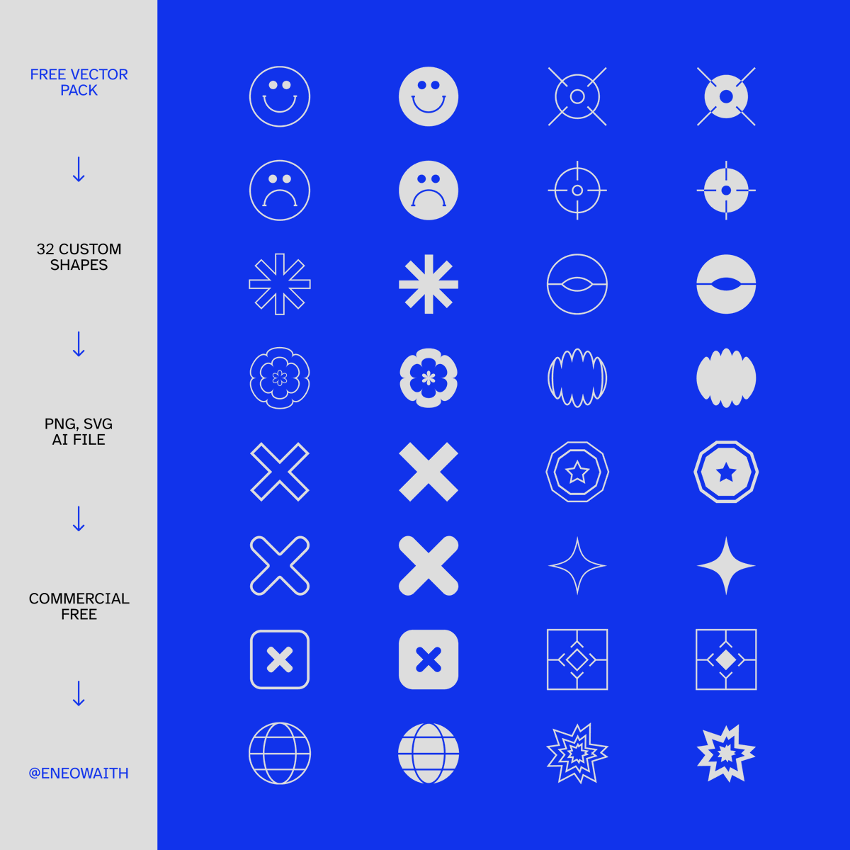 Eneowaith's tweet image. Graphic Designers, 

I have prepared a free vector pack containing 32 custom shapes for you.

🔗 Link is below. Bon appétit!