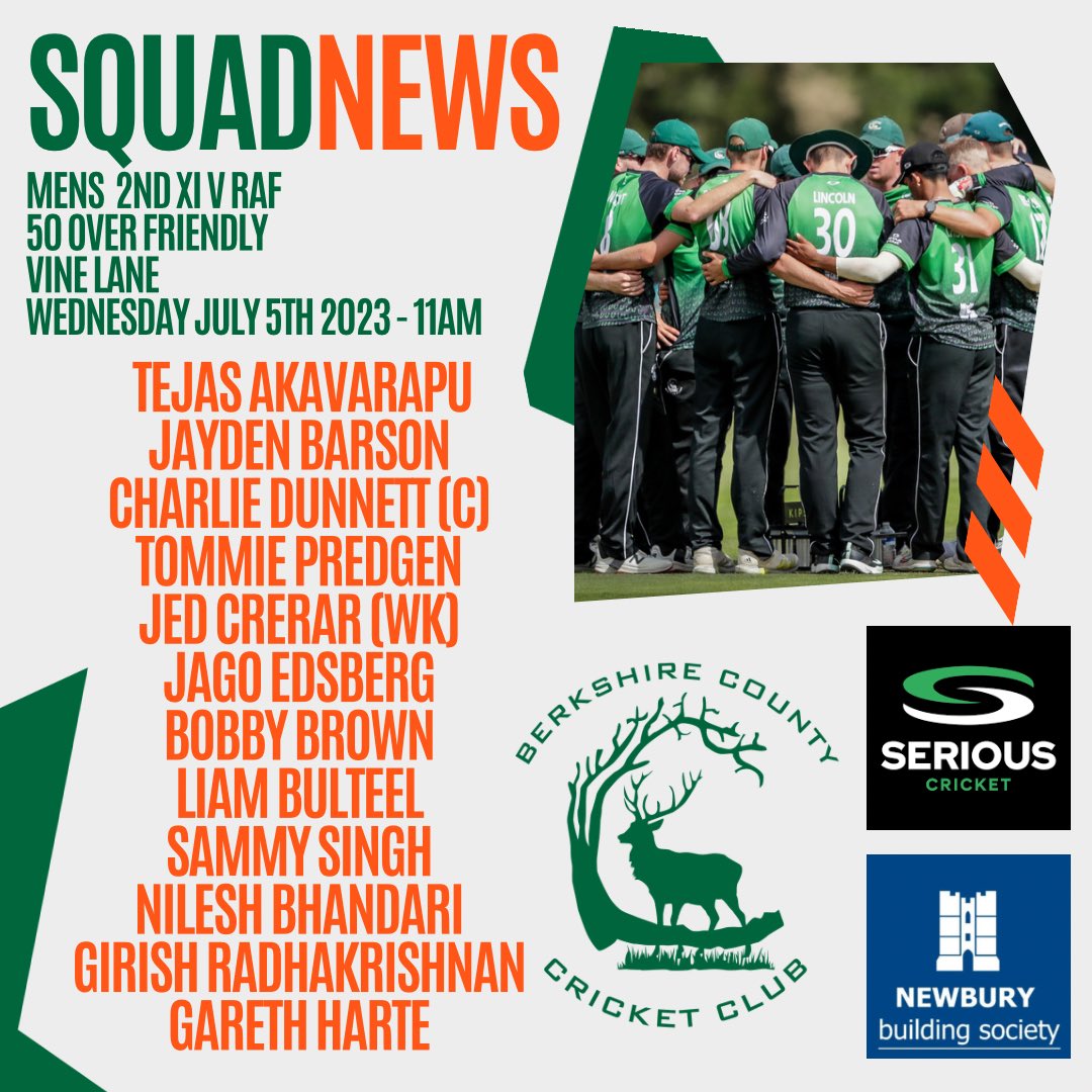 Berkshire Cricket (@berkscricket) on Twitter photo ☔️⬇️🟢Weather permitting our Men’s 2nd XI take on the RAF at Vine Lane tomorrow and here’s the squad news - 🔗 berkshireccc.play-cricket.com/match_details?… ⬇️☔️🟢
#Berkshire2023 <a href="/rafcricket/">Royal Air Force Cricket</a> ☔️⬇️🟢Weather permitting our Men’s 2nd XI take on the RAF at Vine Lane tomorrow and here’s the squad news - 🔗 berkshireccc.play-cricket.com/match_details?… ⬇️☔️🟢
#Berkshire2023 <a href="/rafcricket/">Royal Air Force Cricket</a>
