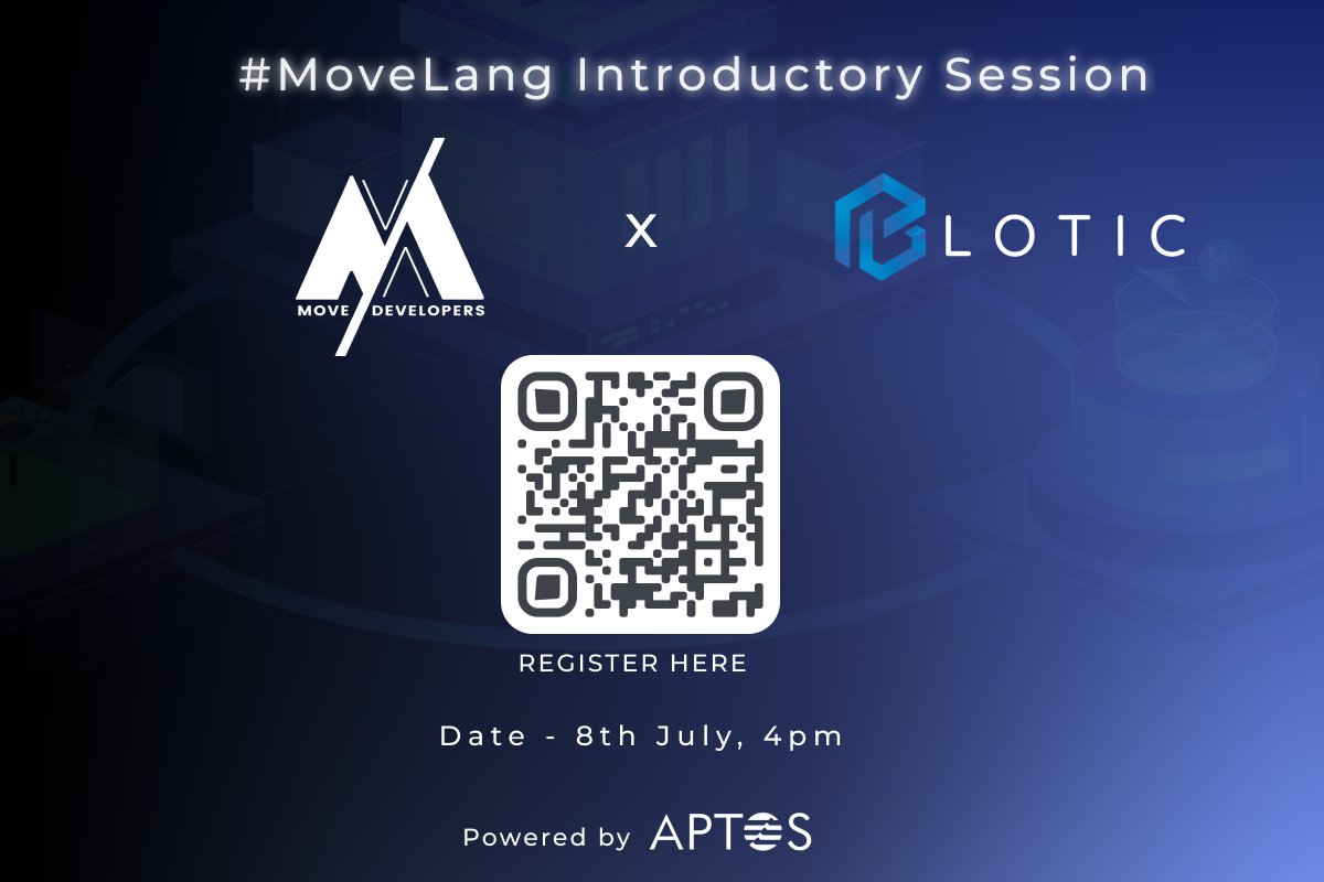 Blotic_web3's tweet image. Exciting news! Blotic and @MoveBuilders  are joining forces for our first #MoveLang online session 🧑‍💻. Discover the tech behind @Aptos_Network and the endless possibilities it offers! 
Plus, flex your bug-squashing skills and earn cash rewards with our bug bounties🐞💰. Join now!