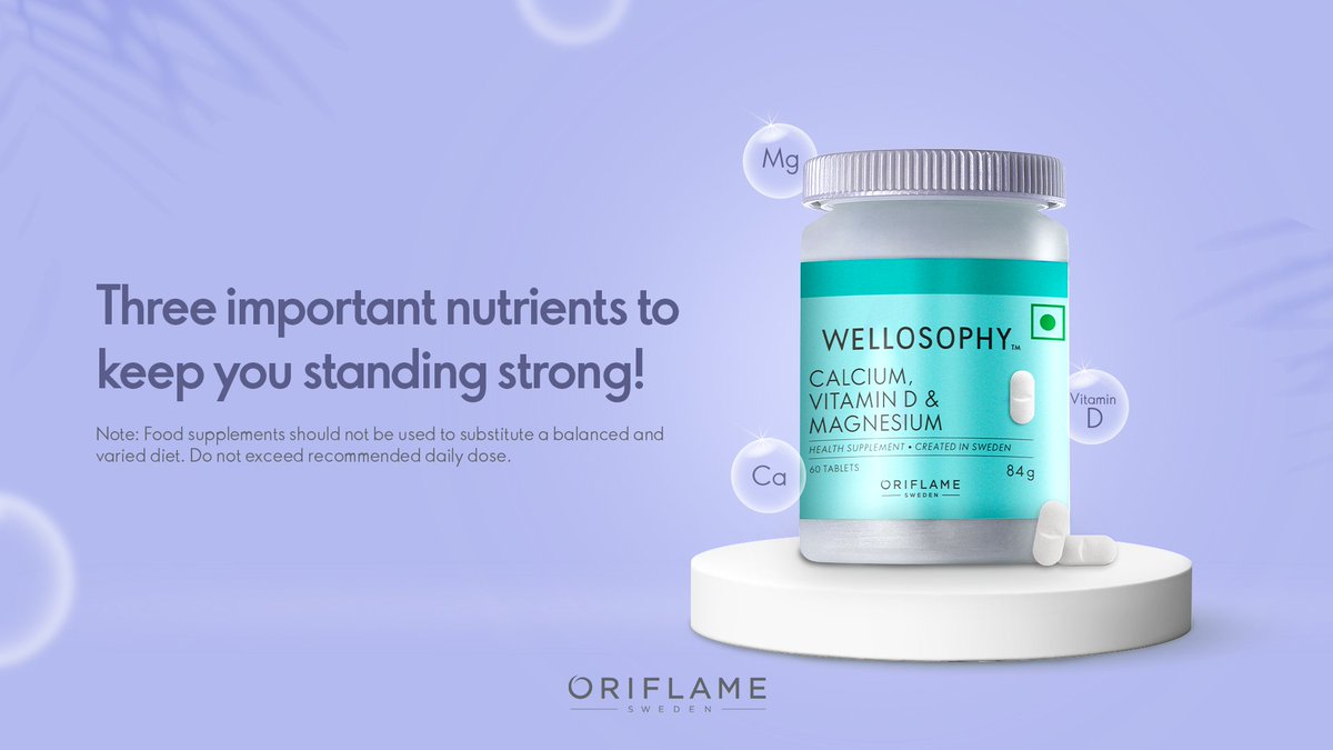 Oriflame_India's tweet image. Introducing Wellosophy Calcium, Vitamin D &amp;amp; Magnesium Supplement - your trusted support for bone and teeth health! 🤍🤍🥛☀️

Experience the synergy of three essential nutrients for optimal holistic wellbeing.

You can make it with Wellosophy!

#oriflame #oriflameindia #wellosophy
