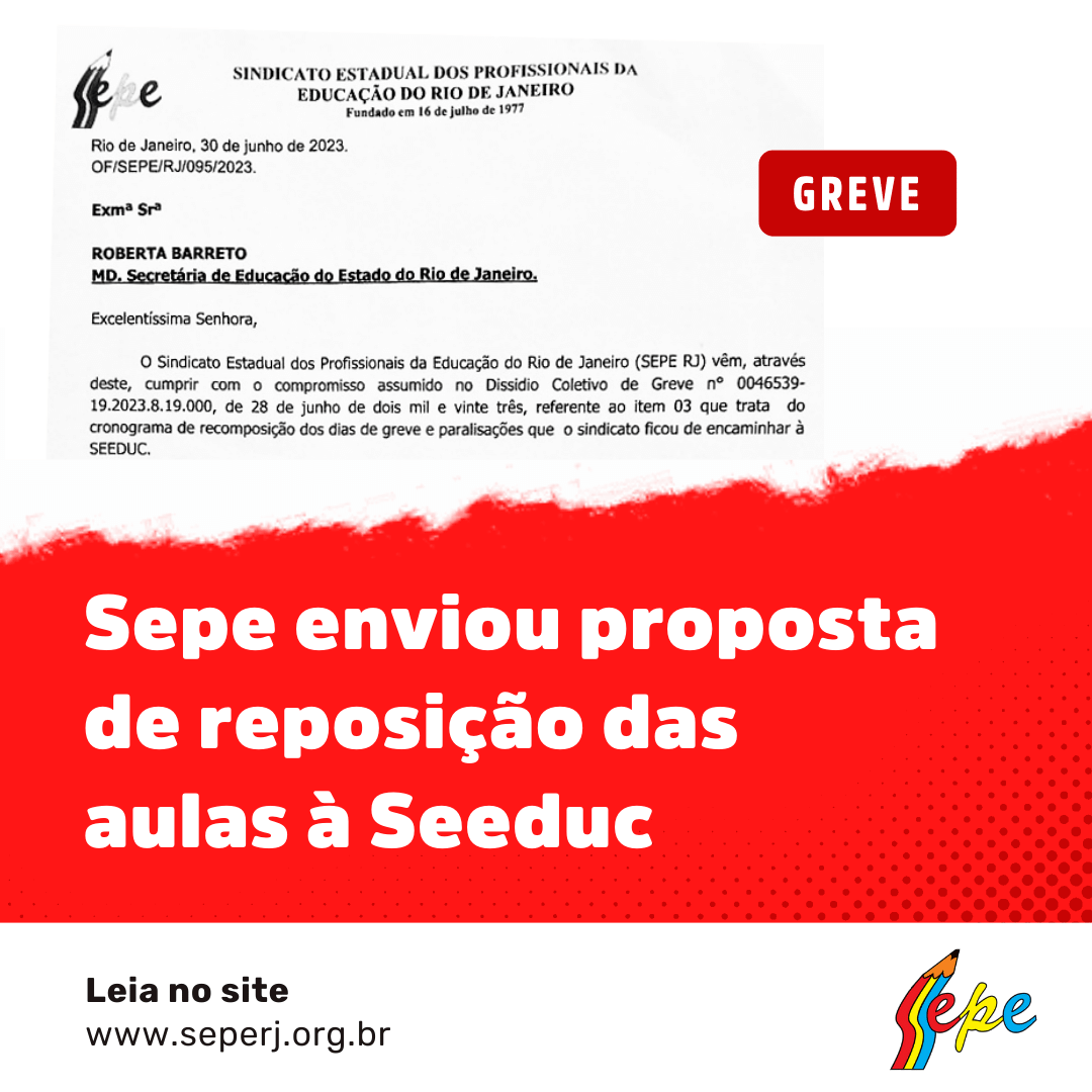 🔴 Na assembleia do dia 29 de junho, foi definida uma proposta de reposição do calendário escolar, conforme parte do acordo entre o sindicato e o governo do Estado durante a audiência no TJ. 👉Leia a nota na íntegra: seperj.org.br/wp-content/upl…