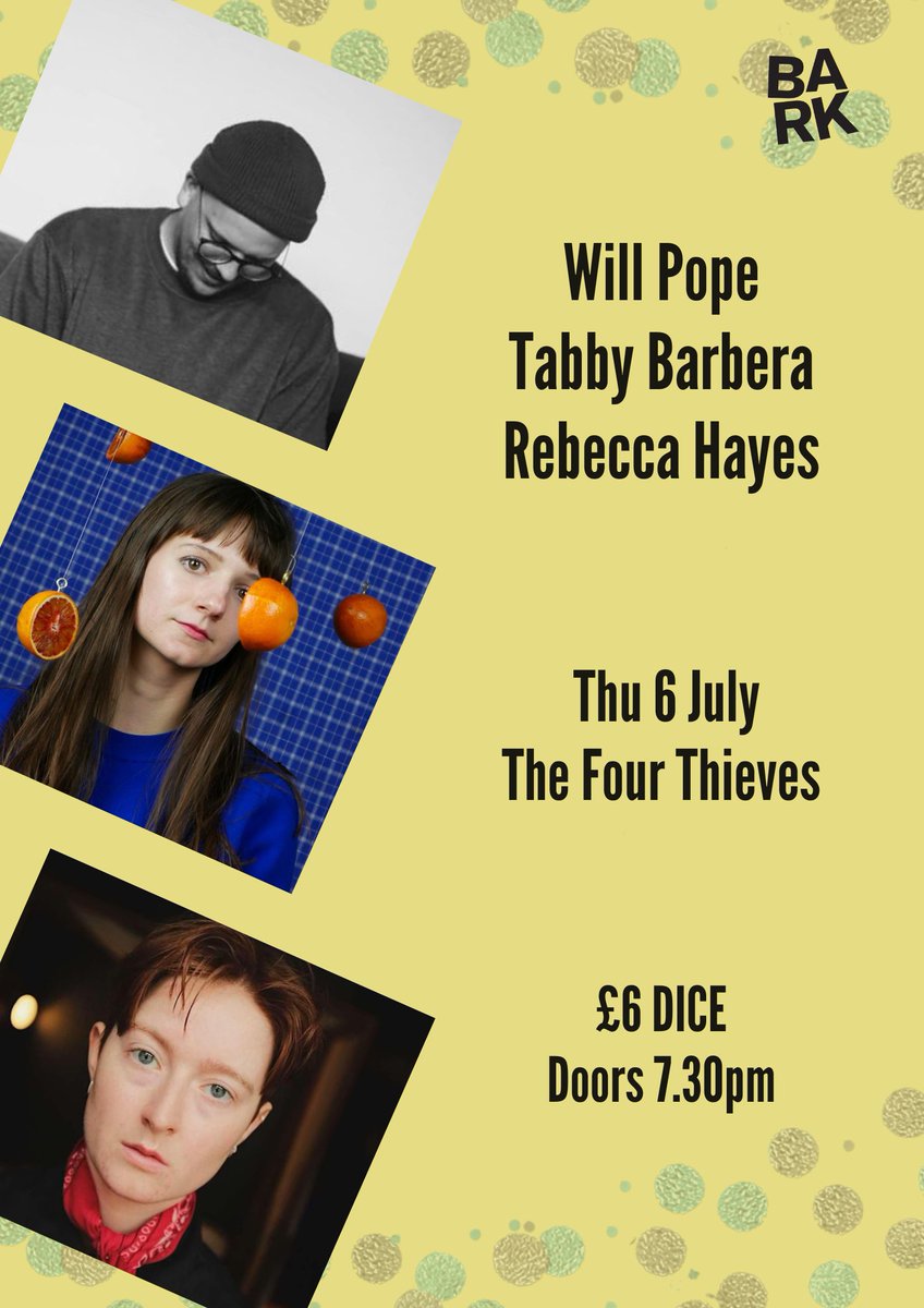 bark (@barknoise) on Twitter photo Want to join us this Thu at <a href="/FourThievesPub/">The Four Thieves</a>?! With @willpopemusic, Tabby Barbera and @rebeccalhayes_, there's good reason to. Tickets the price of a pint! link.dice.fm/m8bc74f4bb2b Want to join us this Thu at <a href="/FourThievesPub/">The Four Thieves</a>?! With @willpopemusic, Tabby Barbera and @rebeccalhayes_, there's good reason to. Tickets the price of a pint! link.dice.fm/m8bc74f4bb2b
