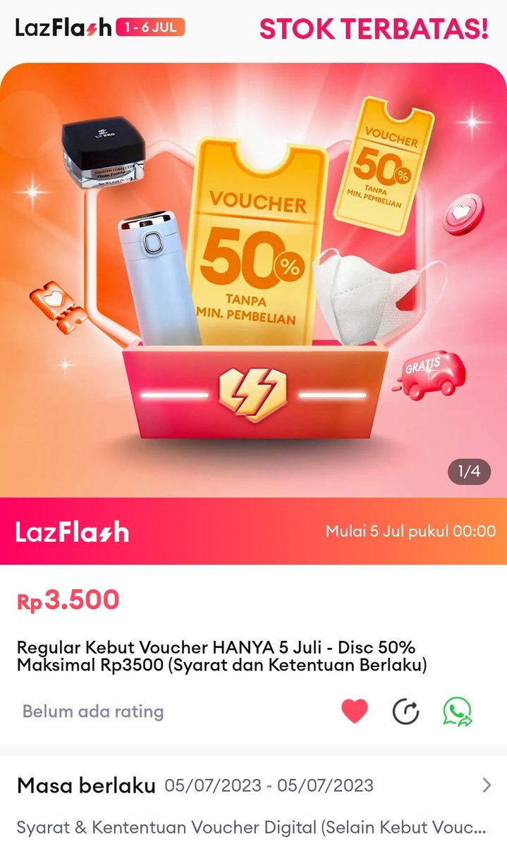 promzsan's tweet photo. Restock Voucher Kebut π¦
Kebut 50% Maks Rp3.500
https://t.co/Jbv3LDRoJR
#flashsale #promo #voucher #kebut #lazada https://t.co/H8FFDyweZR