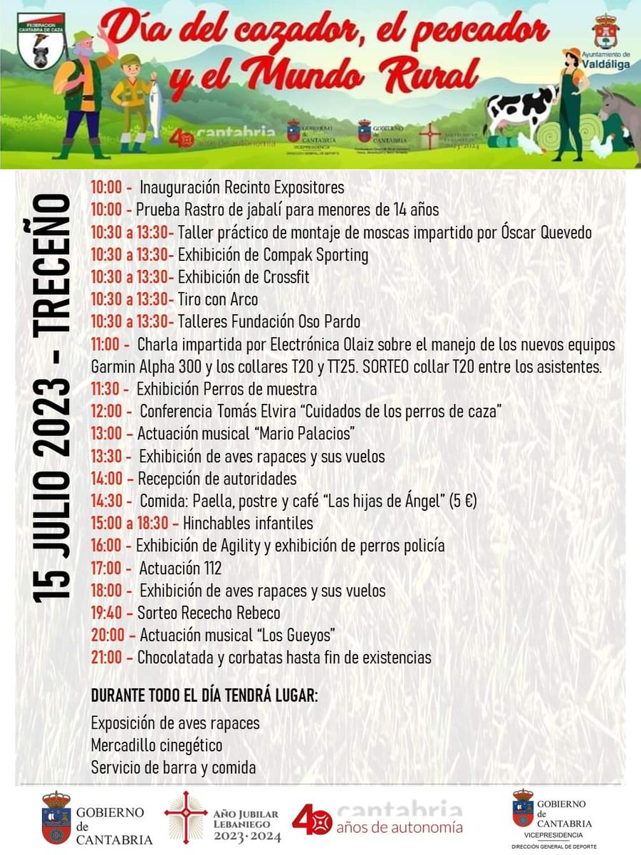 #fiesta #cazador #pescador #2023 #actividades #charlas  #tiroalarco  #CrossFit  #agility #Treceño
