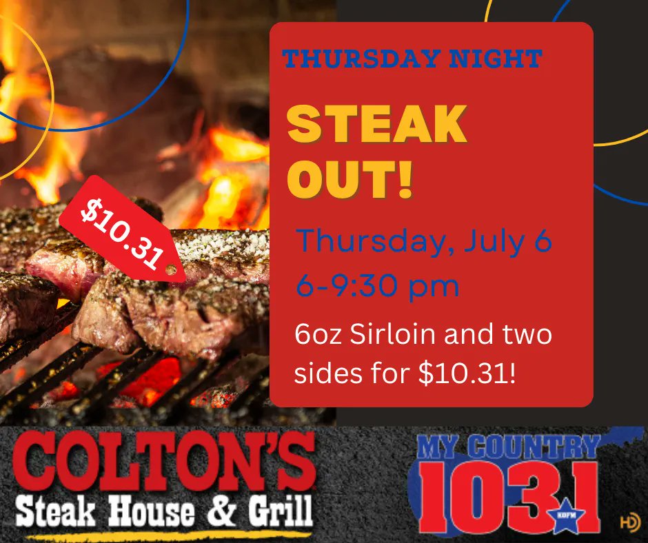MyKofm's tweet photo. Don't miss this great deal at Colton's this Thursday from 6-9:30 pm! https://t.co/BrVIxnyLtt