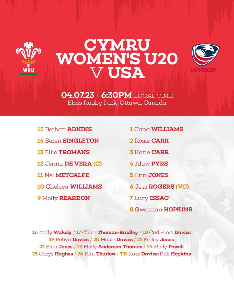 🏴󠁧󠁢󠁷󠁬󠁳󠁿 𝐂𝐘𝐌𝐑𝐔 𝐔𝟐𝟎 🏴󠁧󠁢󠁷󠁬󠁳󠁿
 
A reminder of the Women’s U20 team taking on the USA 👇
 
👊 Ymlaen!
 
#WelshRugby | #CymruU20