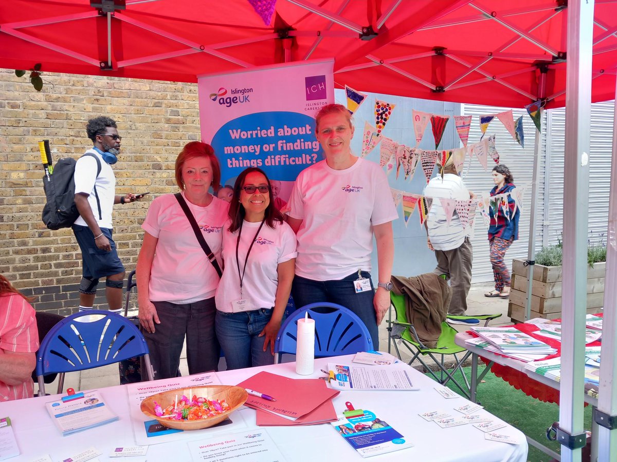 The Age UK Islington team and members of Islington Carers Hub had a busy time <a href="/TheCallyFest/">The Cally Festival</a>!  We'll be informing Wellbeing Quiz winners soon.  A great event - well done to all involved in organising the festival!!  <a href="/ichcarers/">Islington Carers Hub</a>