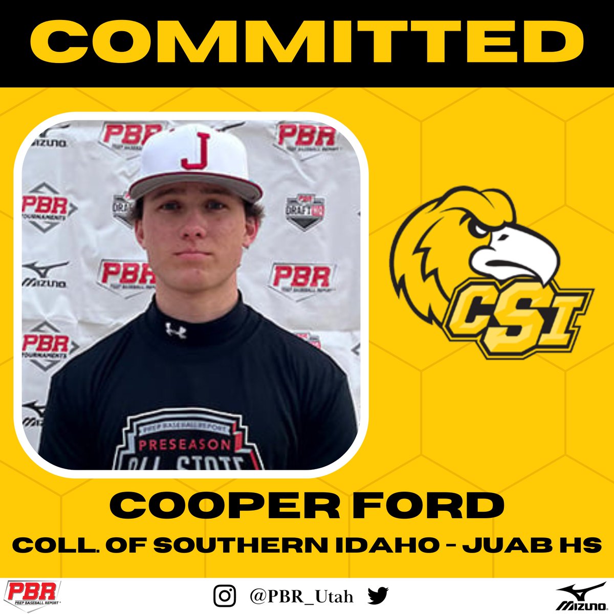 PrepBaseballUT's tweet photo. 🚨𝐂𝐎𝐌𝐌𝐈𝐓𝐌𝐄𝐍𝐓 𝐀𝐋𝐄𝐑𝐓🚨

'23 INF Cooper Ford (@Cooperford09) has announced his commitment to the College of Southern Idaho.

Ford was the top senior infielder left on the board in Utah.

👤 https://t.co/jlr3JxHu9w || @CSI_Baseball https://t.co/i9Aev8JYaA