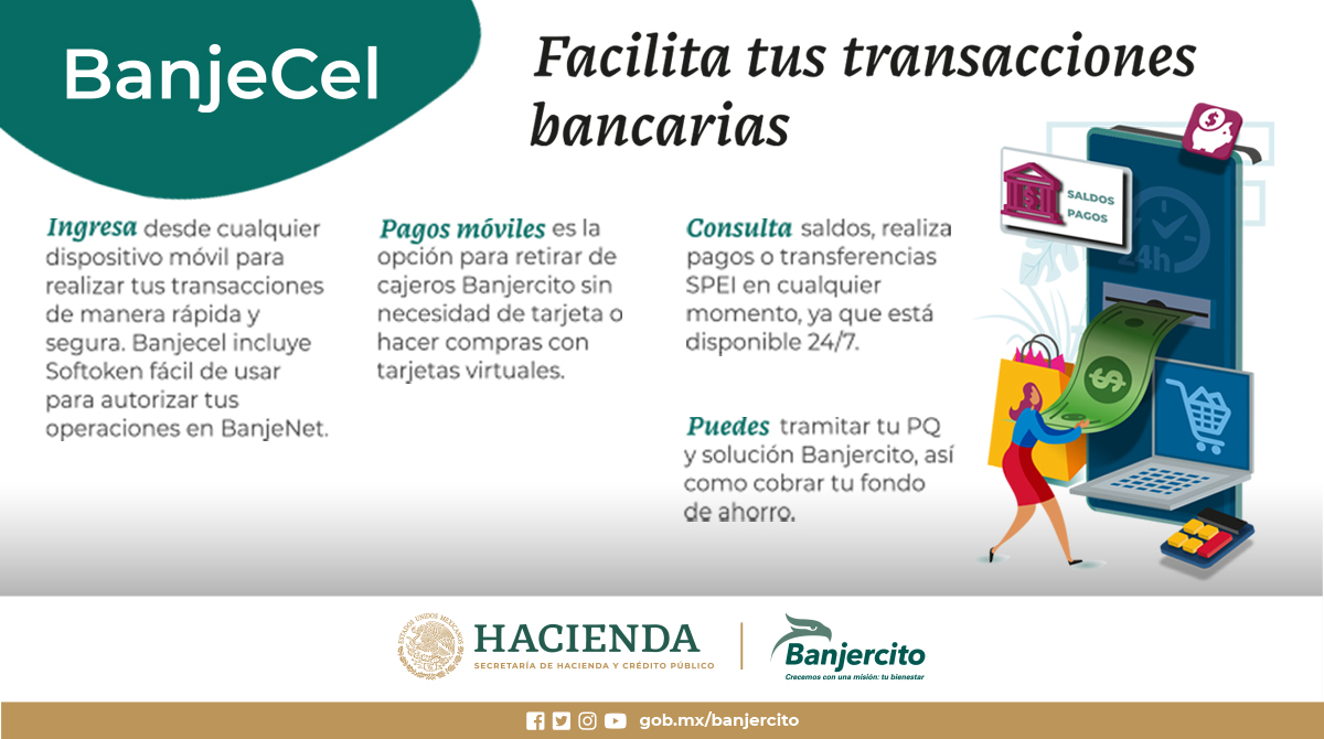 BanjercitoSNC's tweet photo. ¡Realizar transferencias, pagos o consultar tu saldo es más rápido desde tu #BanjeCel !

@SEDENAmx @SEMAR_mx @GN_MEXICO_ https://t.co/OGZFj6B5HX